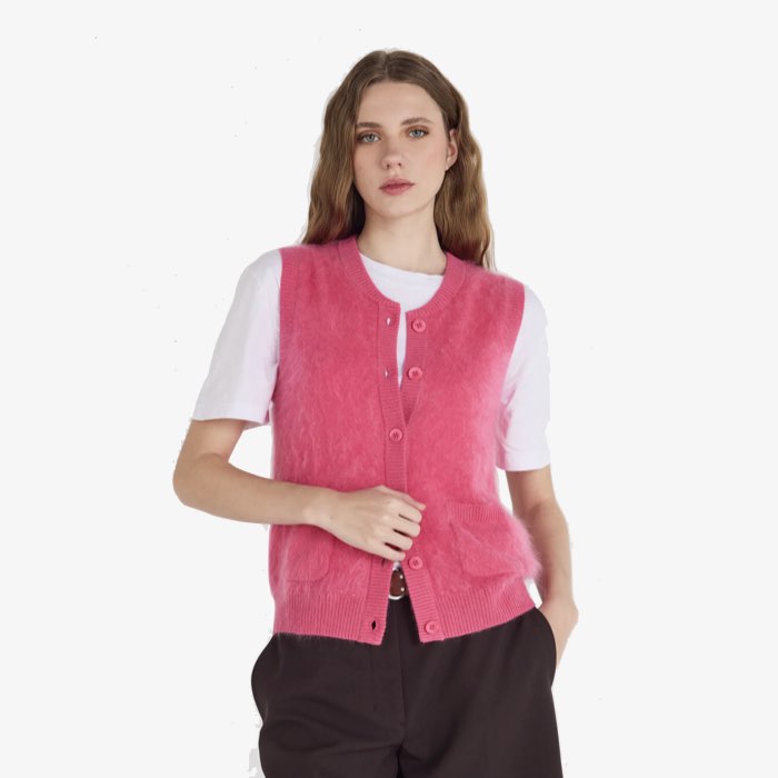 Roze Kasjmier Vest van Absolut Cashmere