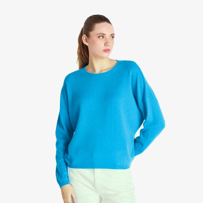 Aqua Blauwe Kasjmier Sweater Kaira van Absolut Cashmere
