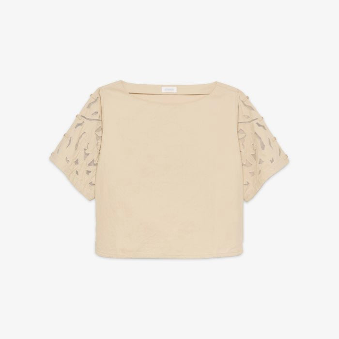 Beige Geborduurde Top Lotus van Alchemist