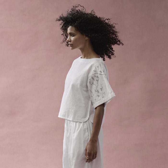 Witte Geborduurde Top Lotus van Alchemist