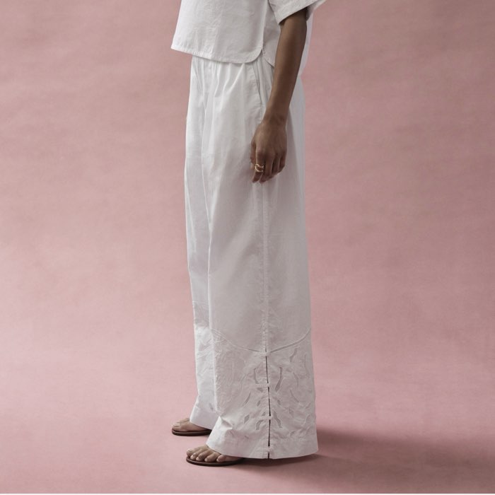 Witte Geborduurde Wijde Broek Moonflower van Alchemist