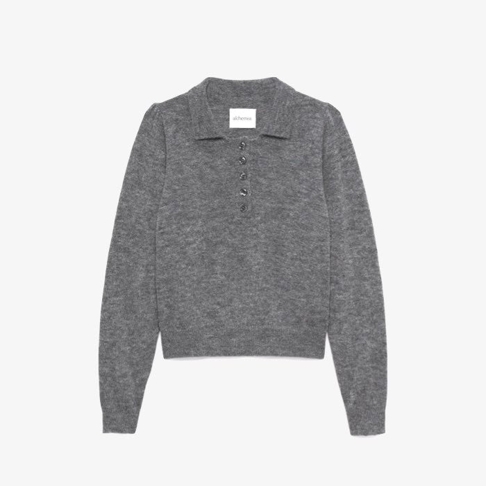 Donkergrijze Polo Sweater Lola van Alchemist