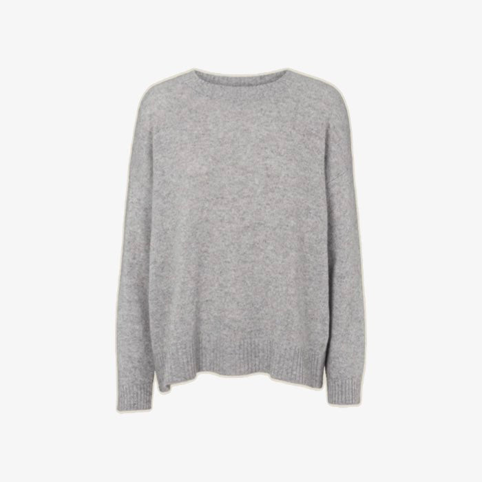 Lichtgrijze gebreide sweater met ronde hals van Basic Apparel