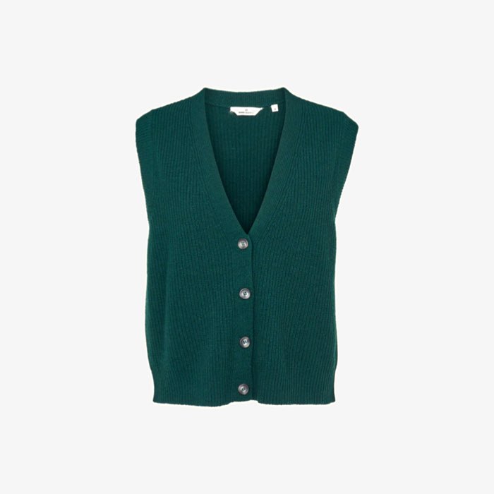 Duurzaam groen gebreid gilet van gerecyclede wol van Basic Apparel