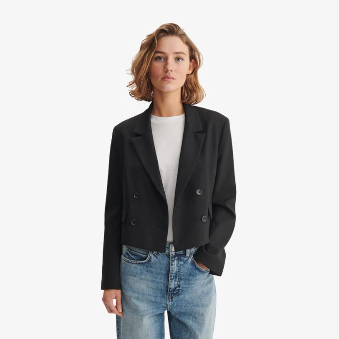 Zwarte Cropped Blazer van Basic Apparel