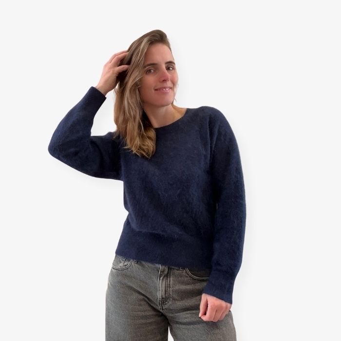 Donkerblauwe Brushed Kasjmier Sweater van Absolut Cashmere