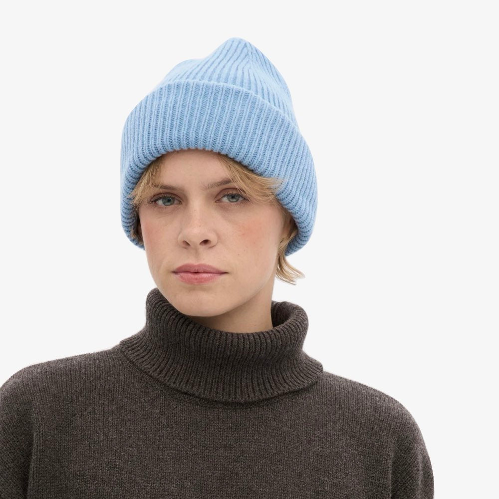 Blauwe Muts van Gerecycled Merino van Colorful Standard - Seaside Blue