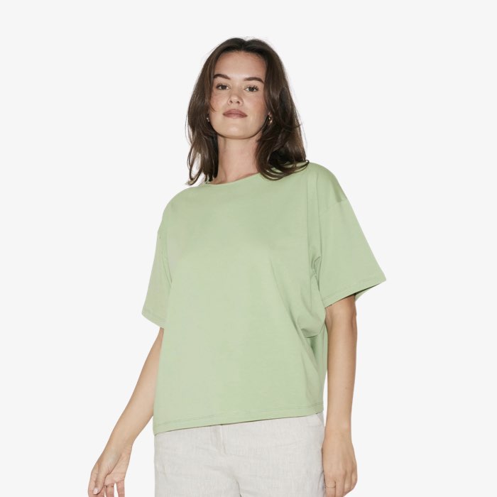 Lichtgroen Biologisch Katoenen T-shirt Zoe van RE/Born
