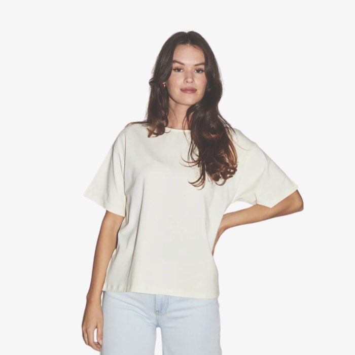 Crème Wit Biologisch Katoenen T-shirt Zoe van RE/Born