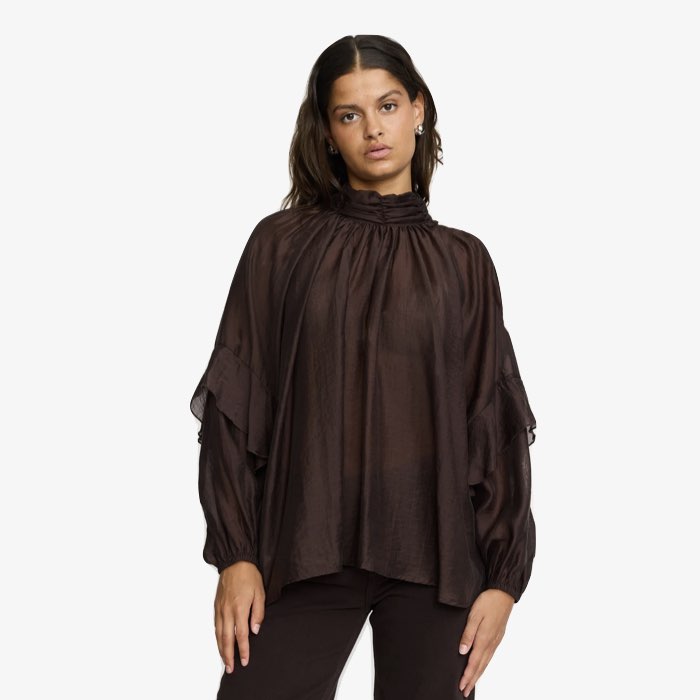 Bruine Bow Tie Blouse Rachel van Soft Rebels