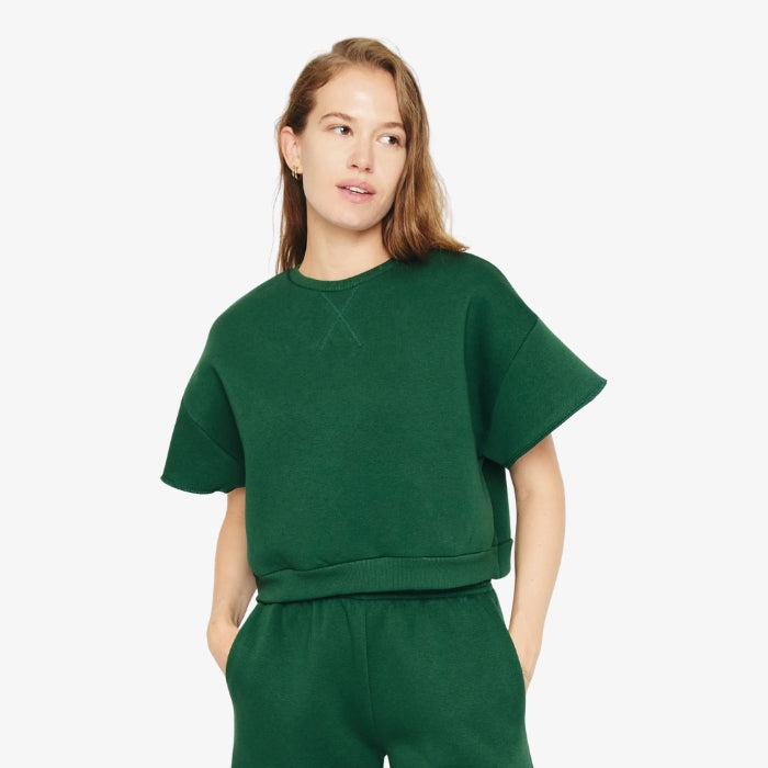 Donkergroene Sweater met Korte Mouw van Re/Born