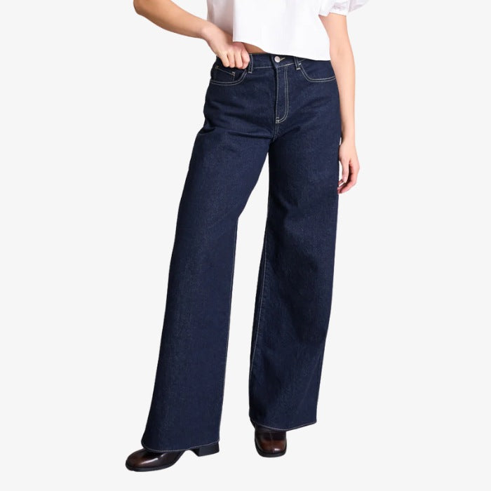Donkerblauwe Wide Leg Jeans Tacna van Jan 'n June