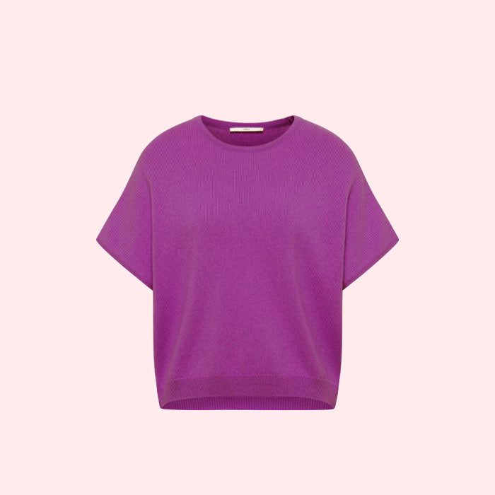 Duurzame violet paarse gebreide sweater met korte mouw