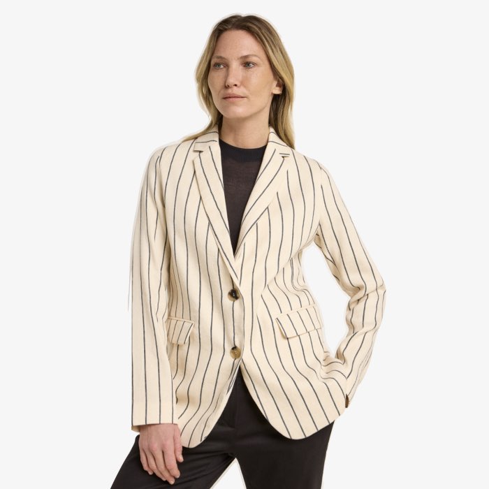 Gestreepte Blazer | Lanius | Crème/zwart