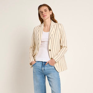 Gestreepte Blazer | Lanius | Crème/zwart