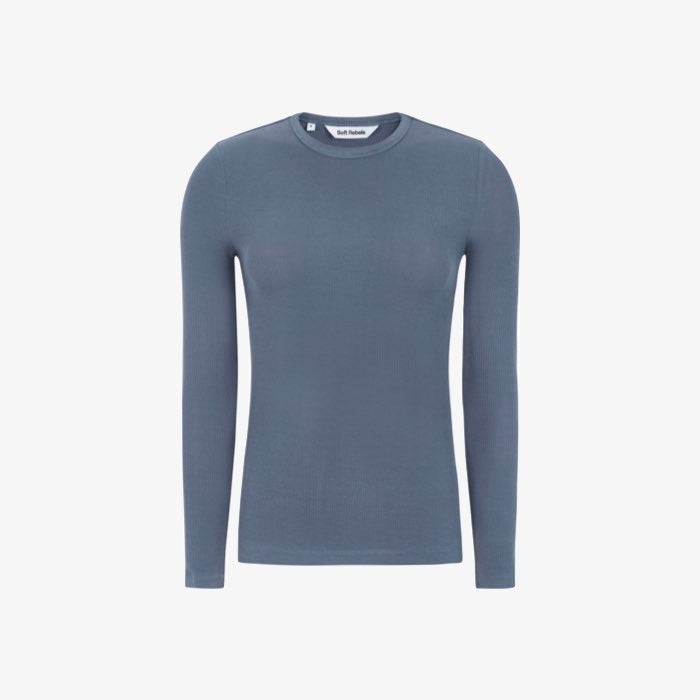 Blauwe Rib Top Fenja  van Soft Rebels
