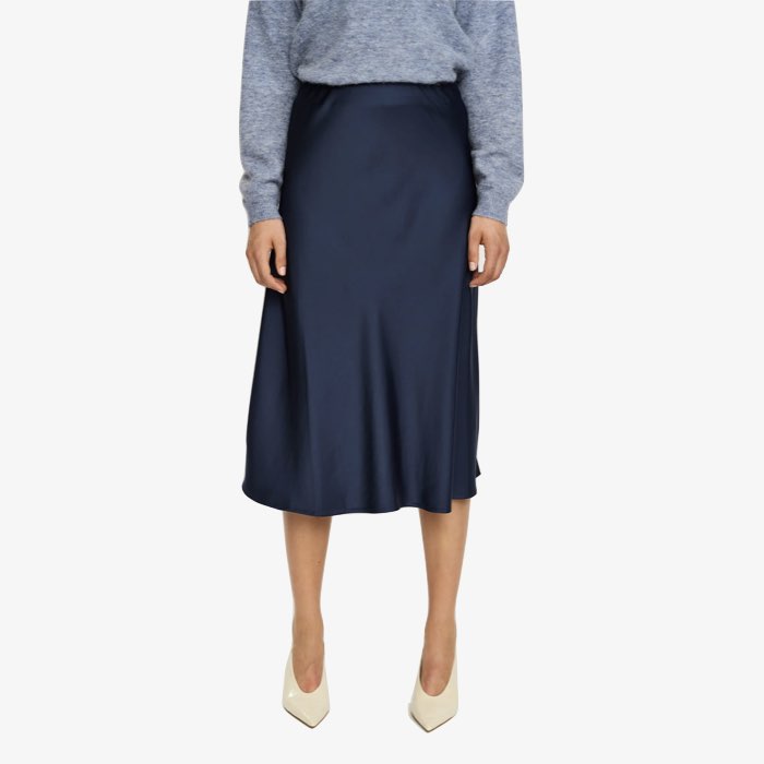 Blauwe Satijnen Midirok Abia van Soft Rebels