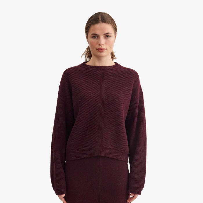 Bordeauxrode Wollen Sweater Line van Basic Apparel