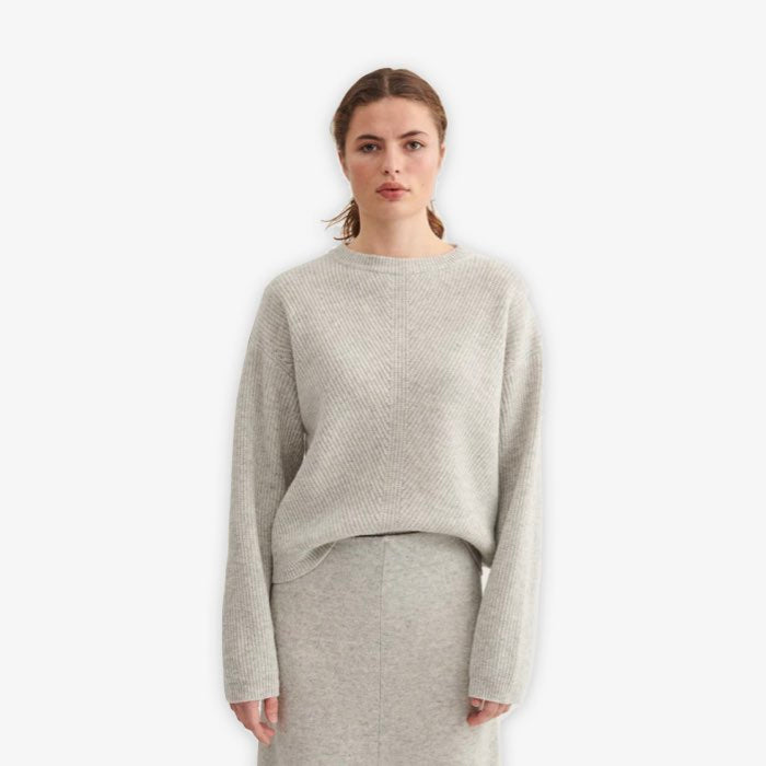 Grijze Wollen Sweater Line van Basic Apparel