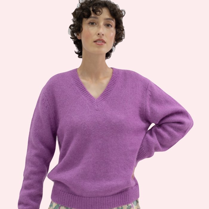 Mohair V-hals Sweater Cali | Ekyog | Lila