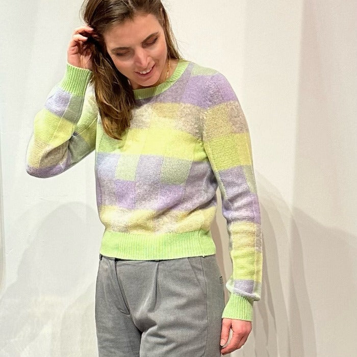 Geruite Cashmere Sweater Caroline | Absolut Cashmere | Lila Geel