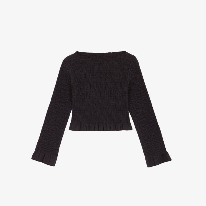 Zwarte Cropped Smocked Top Olga van Rita Row