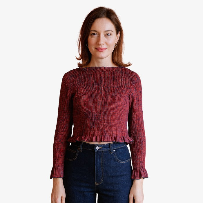 Cropped Smocked Top Olga Checkered van Rita Row