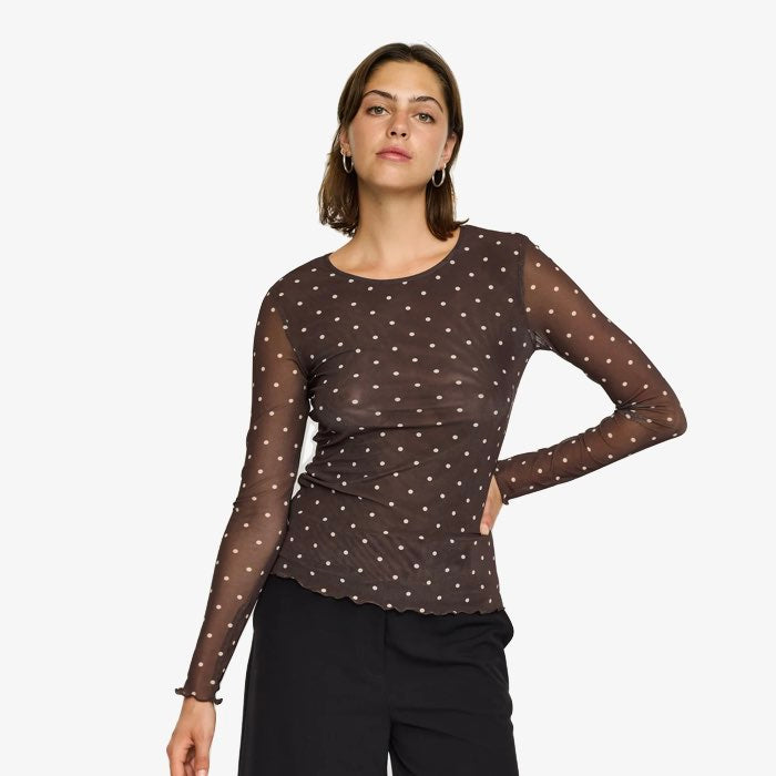 Bruine Polkadot Top Rosalyn van Soft Rebels