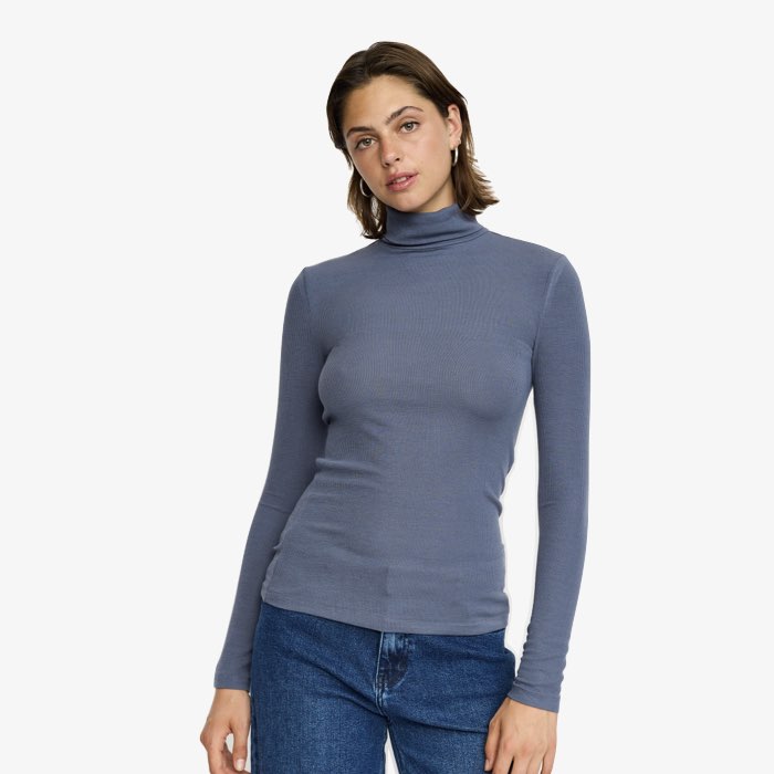Blauwe Rib Top Fenja  van Soft Rebels