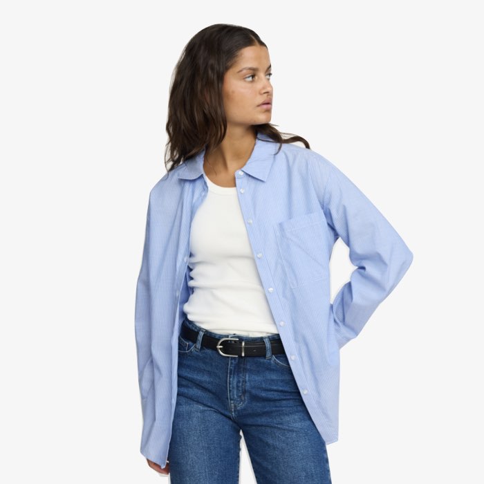 Gestreept Oversized Shirt Veronica | Soft Rebels | Blauw