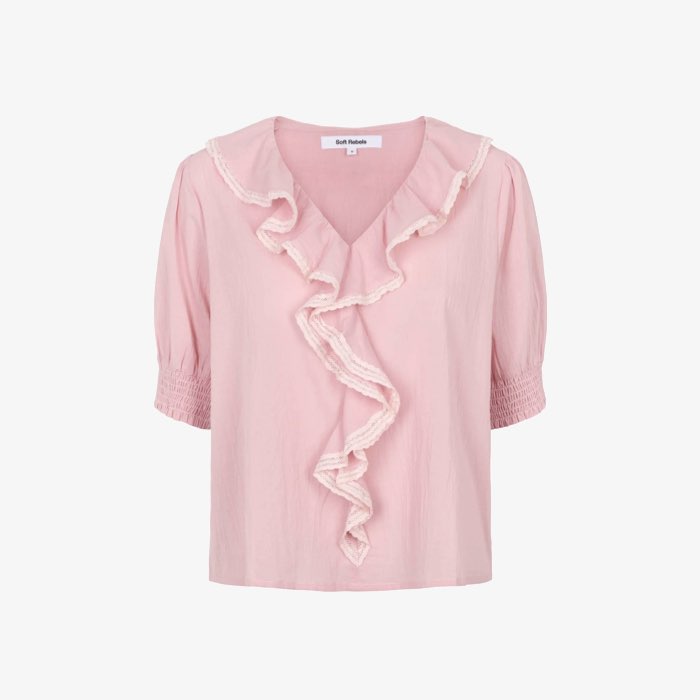 Roze Ruffle Blouse Tahnee van Soft Rebels