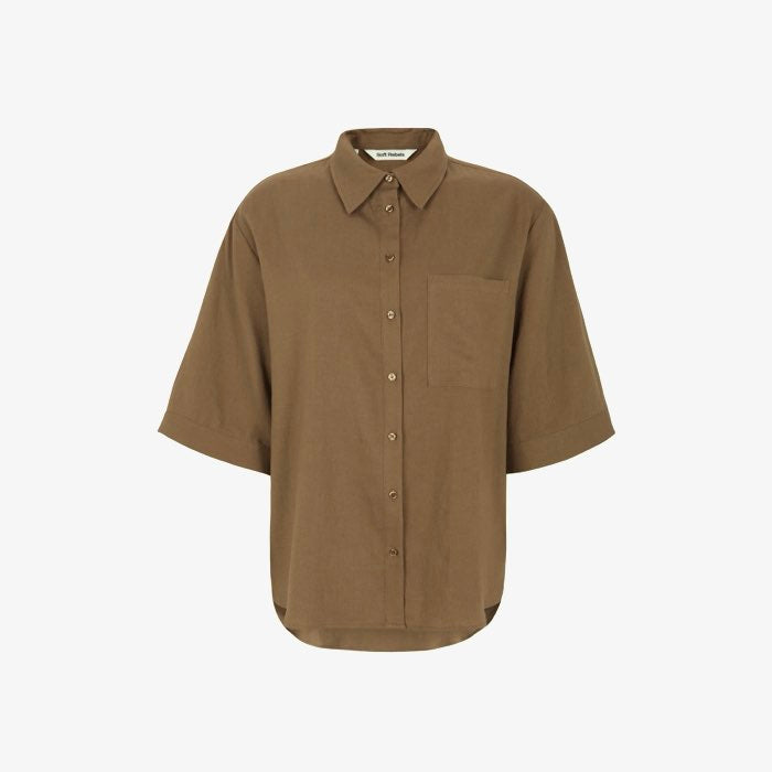 Bruine Linnen Blouse Yindi van Soft Rebels