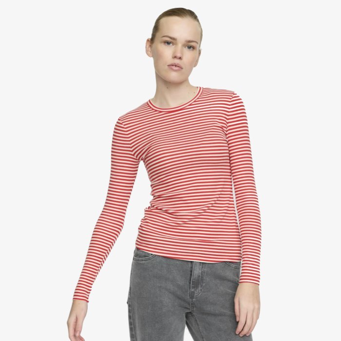 Gestreepte Rib Top Fenja | Soft Rebels | Rood