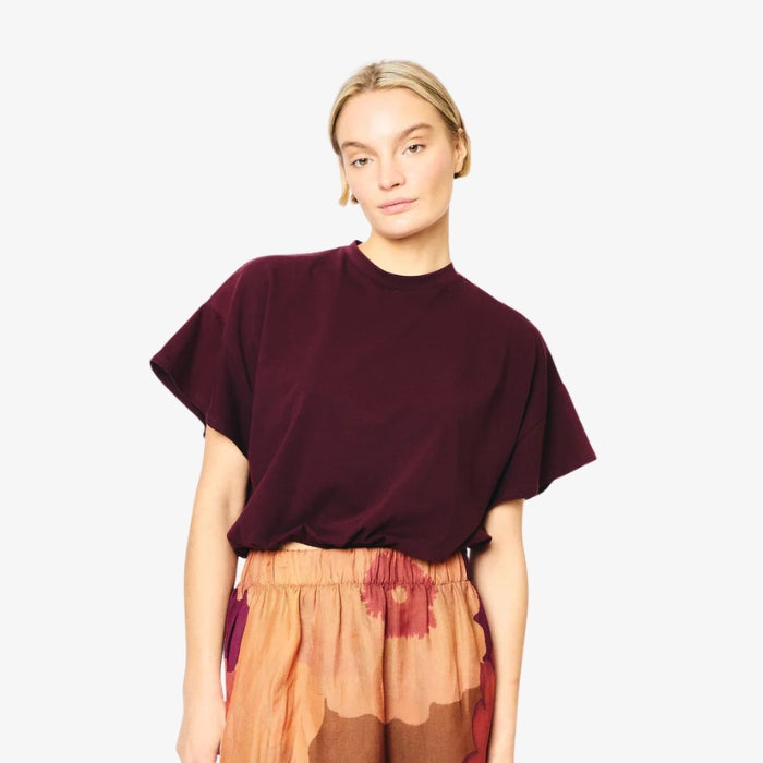 Bordeauxrood Cropped T-shirt Raffa van RE/Born