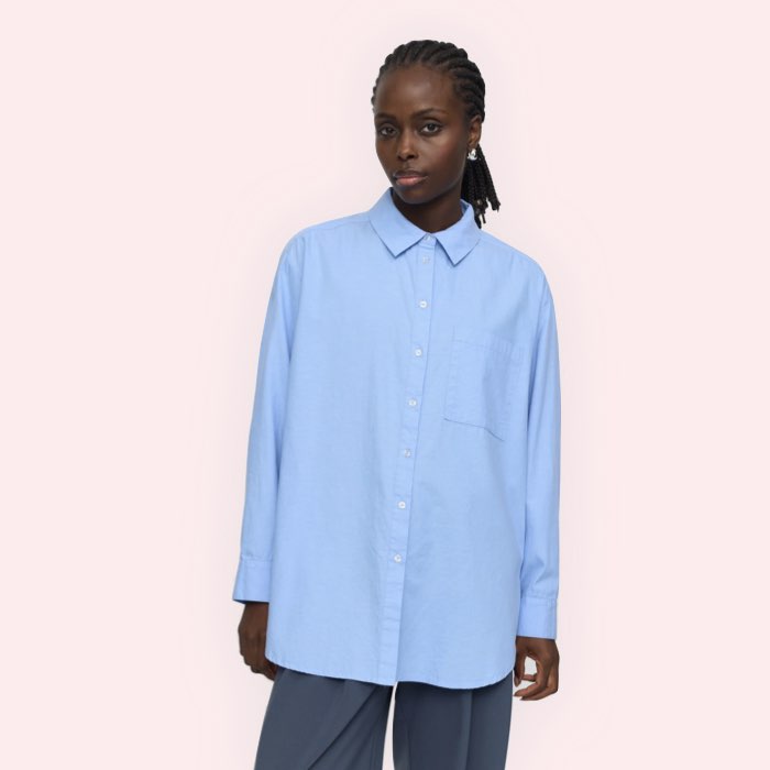 Duurzaam lichtblauw oversized overhemd blouse