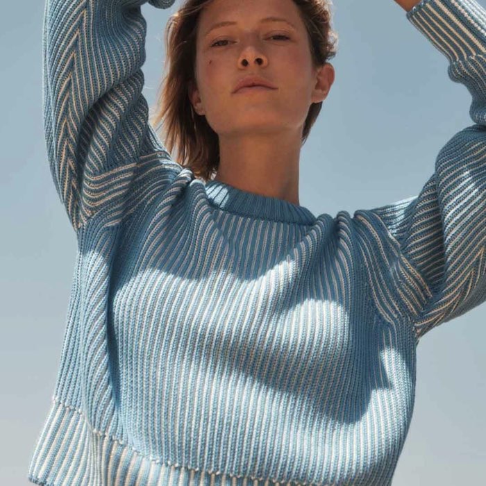 Grofgebreide Sweater | Lanius | Blauw Wit